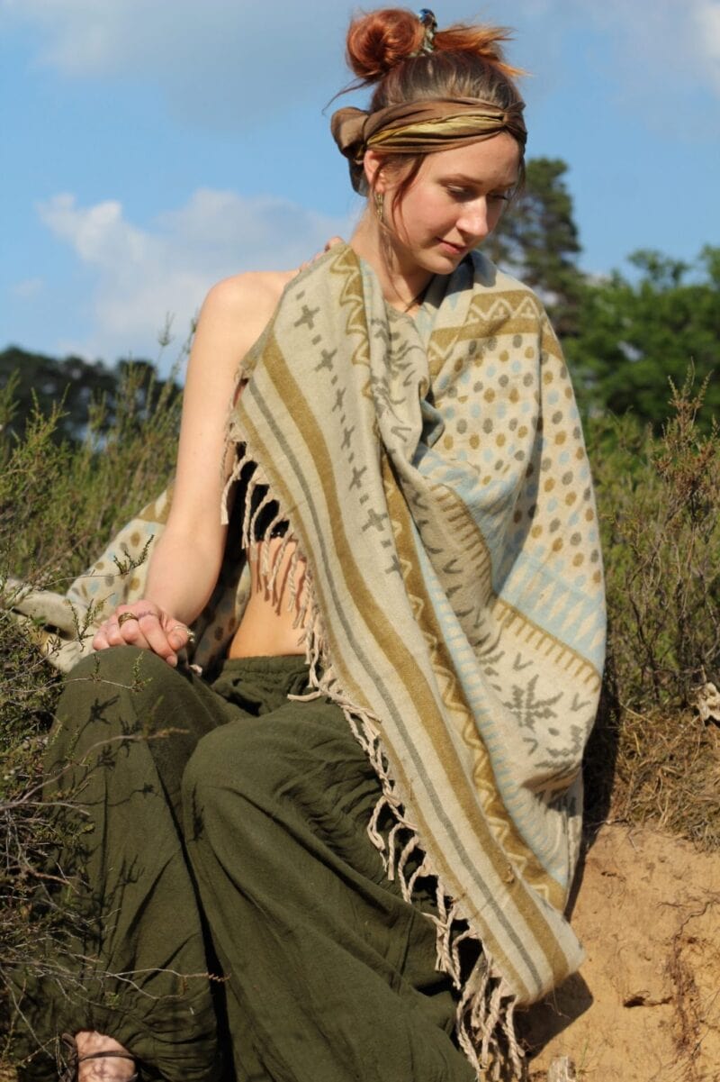 Paisley Schal "Bohemian" -Natural green-