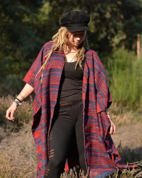poncho-offene-jacke-boho-hippie-rot-blau