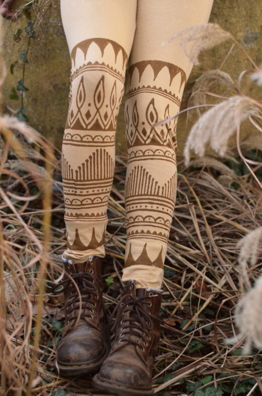 leggings-tribal-muster-blockprint-beige