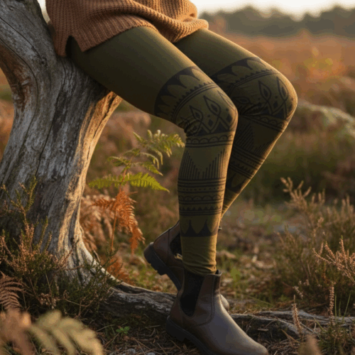 leggings-blockprint-muster-gruen
