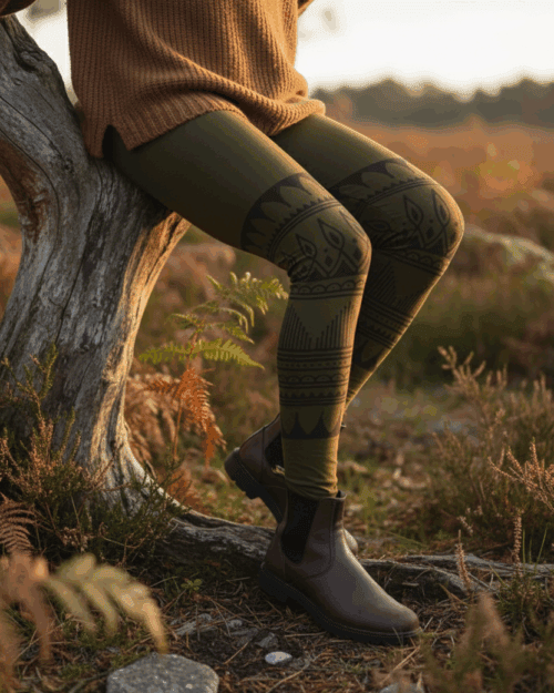 leggings-blockprint-muster-gruen