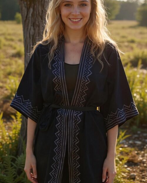 hippie-mode-weste-schwarz-gemustert