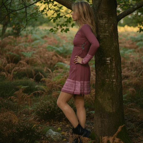 kleid-stretch-rose-tribal-muster