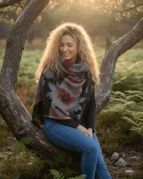 schal-boho-poncho-schwarz-bunt
