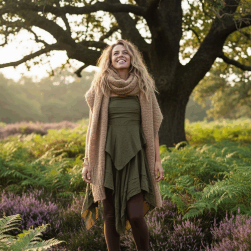 zipfel-kleid-fairy-look-olive-gruen