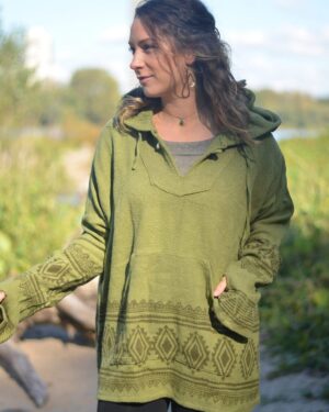 hippie-mode-winter-poncho-gruen