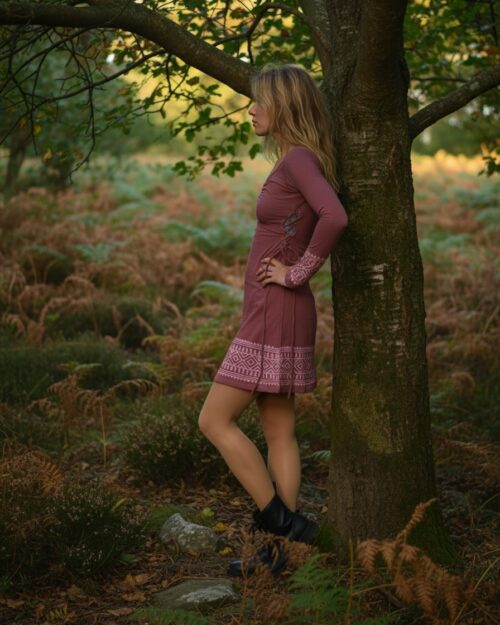 kleid-stretch-rose-tribal-muster