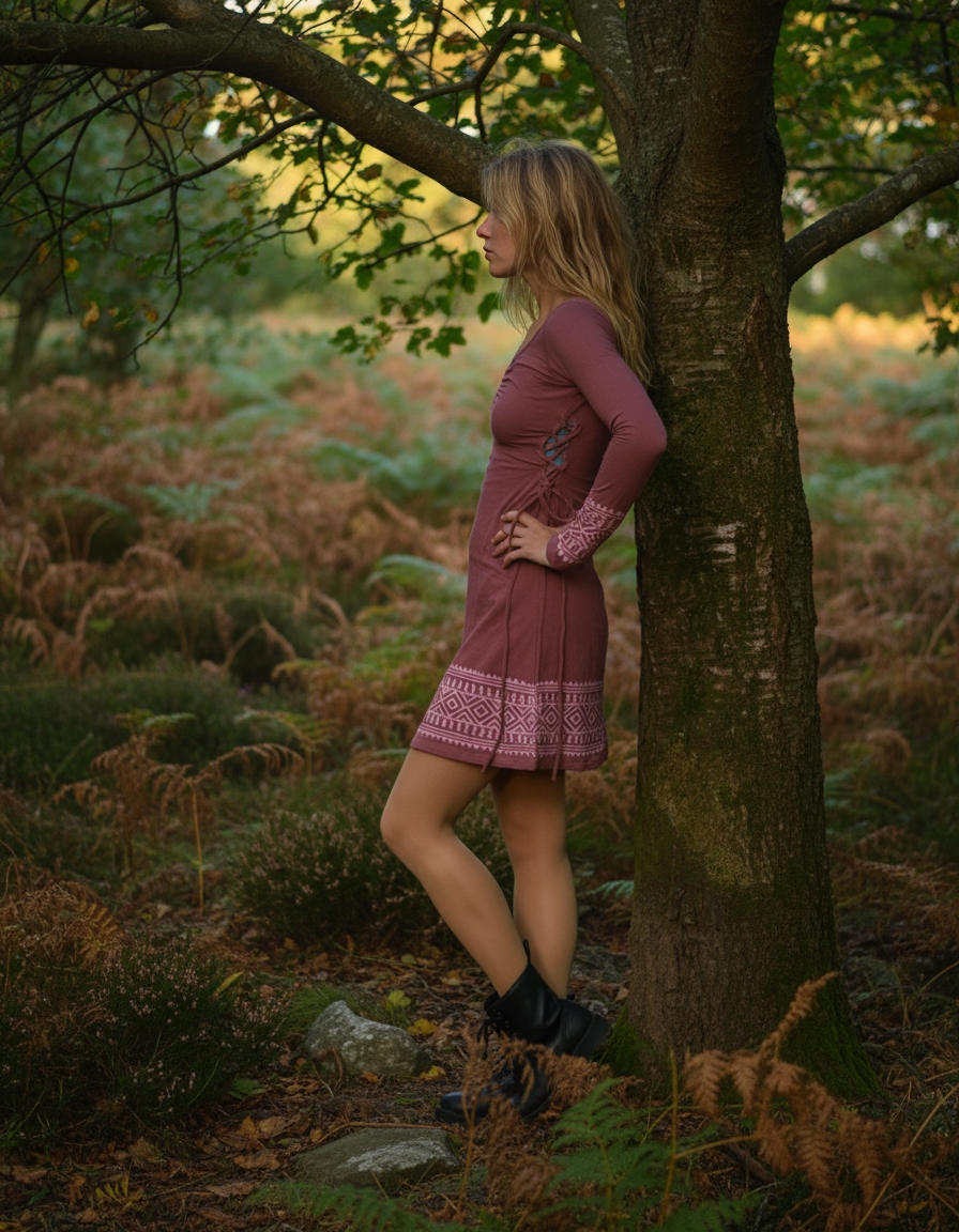 kleid-stretch-rose-tribal-muster