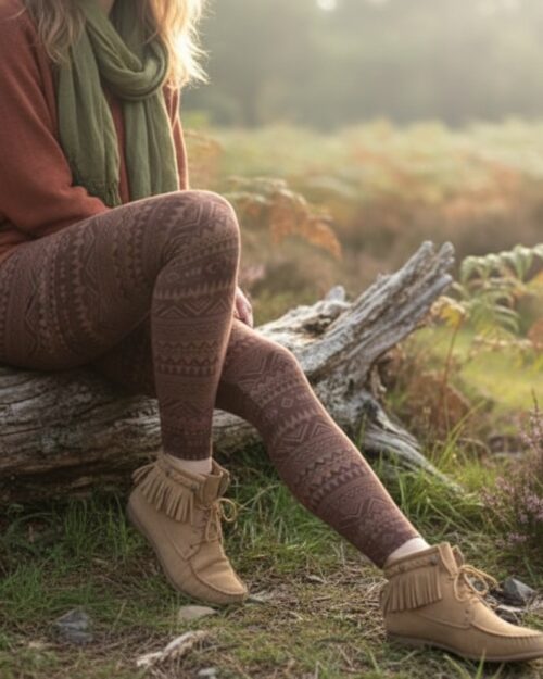 leggings-ethno-muster-braun