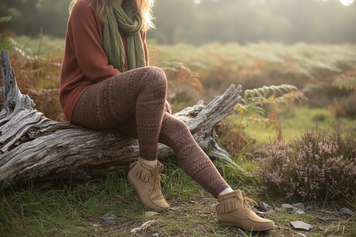 leggings-ethno-muster-braun