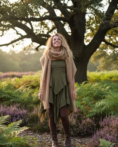 zipfel-kleid-fairy-look-olive-gruen