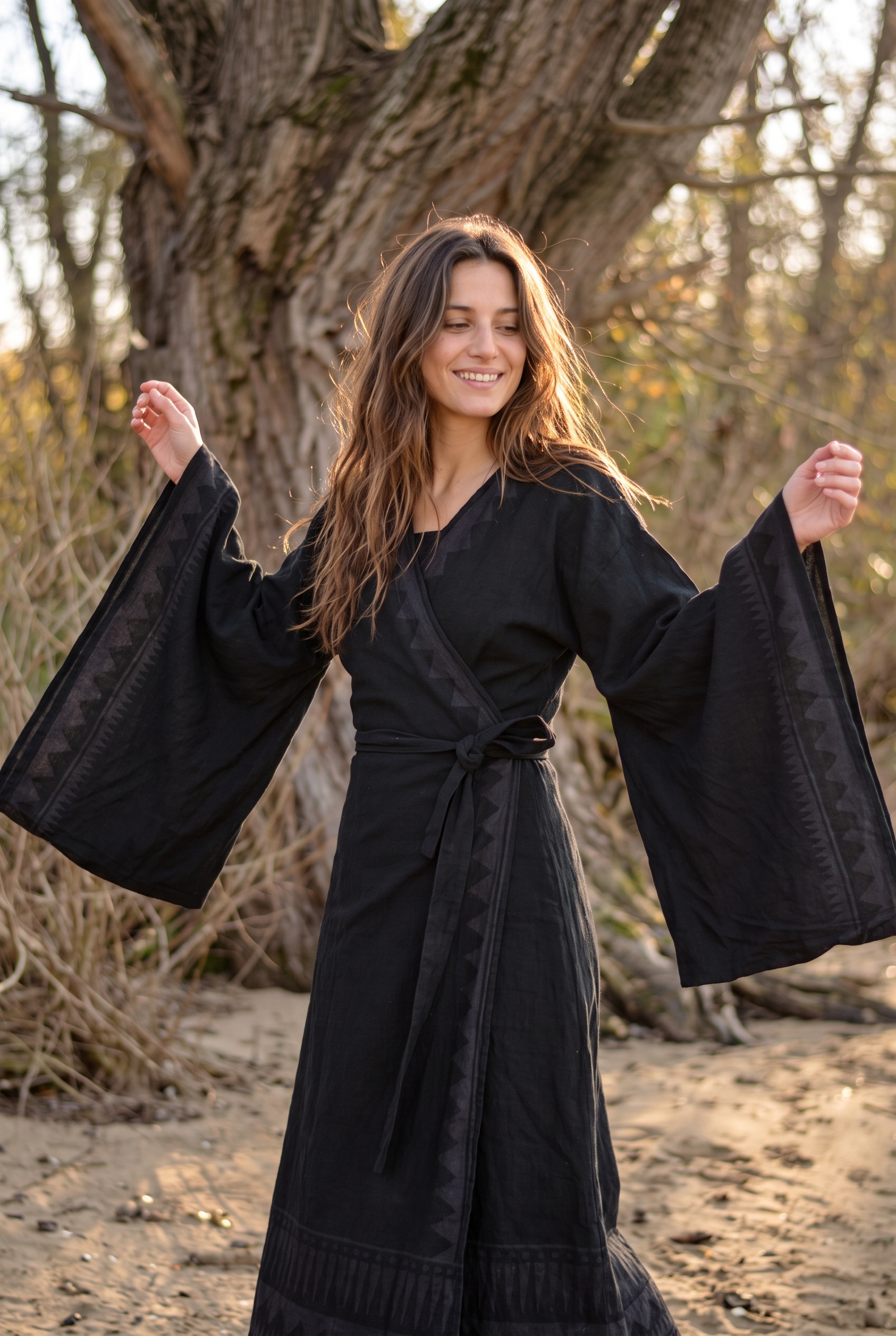 wickel-kleid-hippie-langarm-schwarz